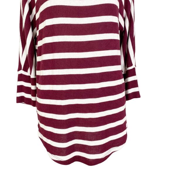 Mix by 41Hawthorn Sweater Medium Maroon White Stripes Super Soft - Picture 9 of 9